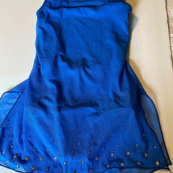 The Lineup Dance Solo custom lyrical blue Costume rhinestone SELAH MESH DRESS 10 - Picture 4 of 15